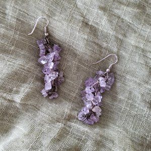 Amethyst Cluster Dangle Earrings